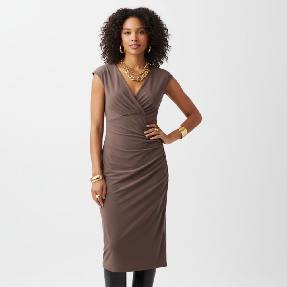 Ralph Lauren Taupe Tan Sleeveless Empire Waist Dress 8